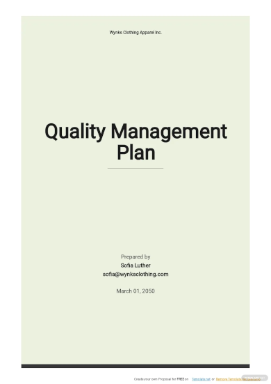 free sample quality management plan template