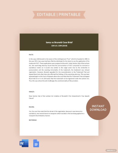 free simple case brief template