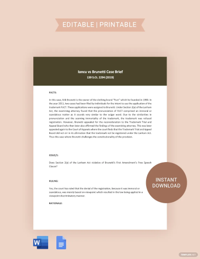 Free Simple Case Brief Template