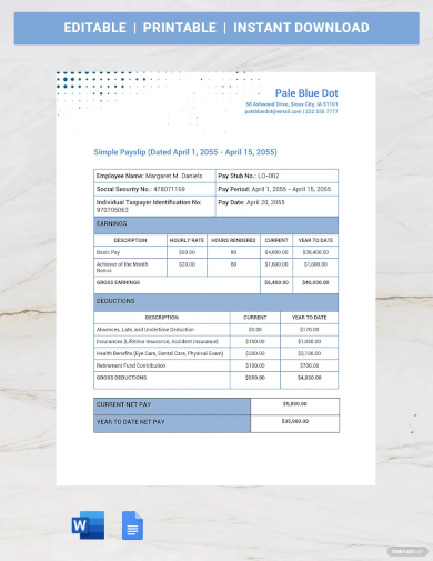 free simple payslip template