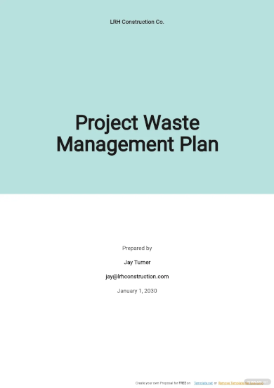 free simple project waste management plan template