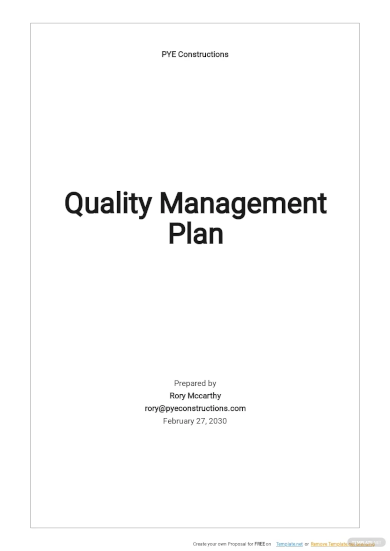 free simple quality management plan template