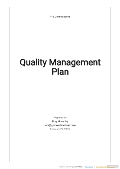 Free Simple Quality Management Plan Template