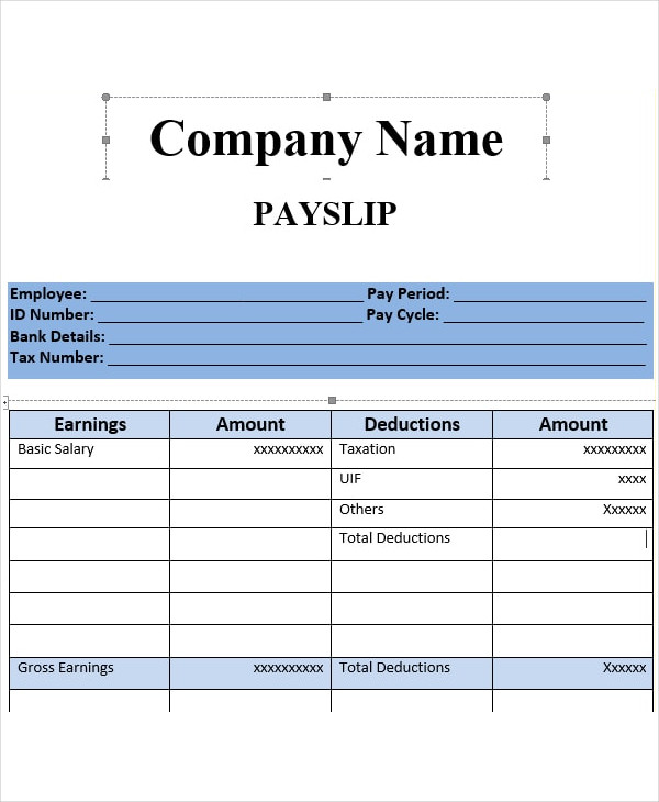 editable salary slip format in excel