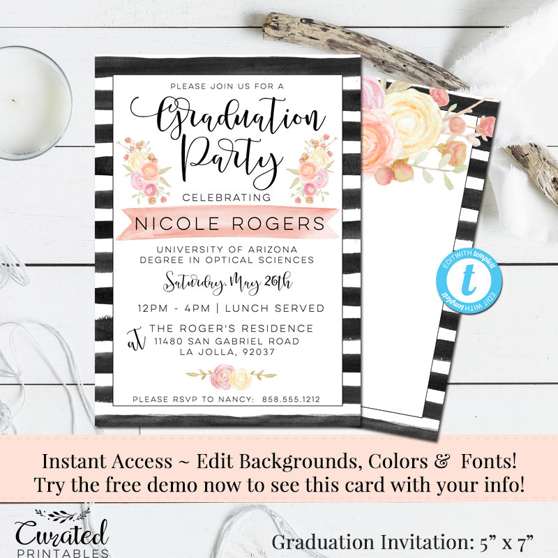 graduation invitation or promotion invitation template example