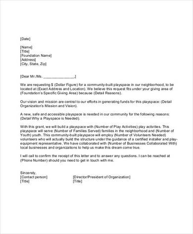 Grant Proposal Letter Example