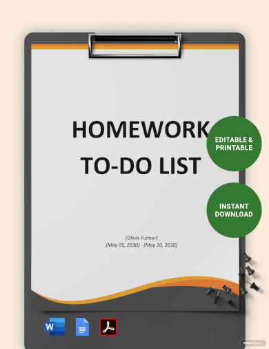 homework to do list template