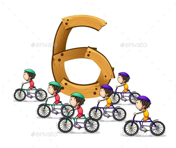 illustration of a flash card number six3