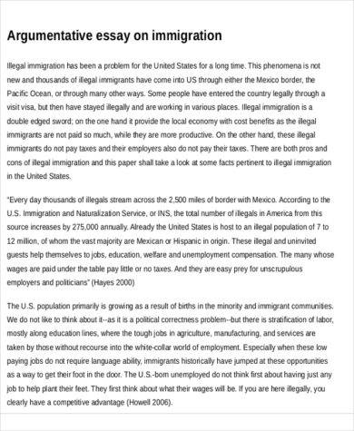 Argumentative essay immigration