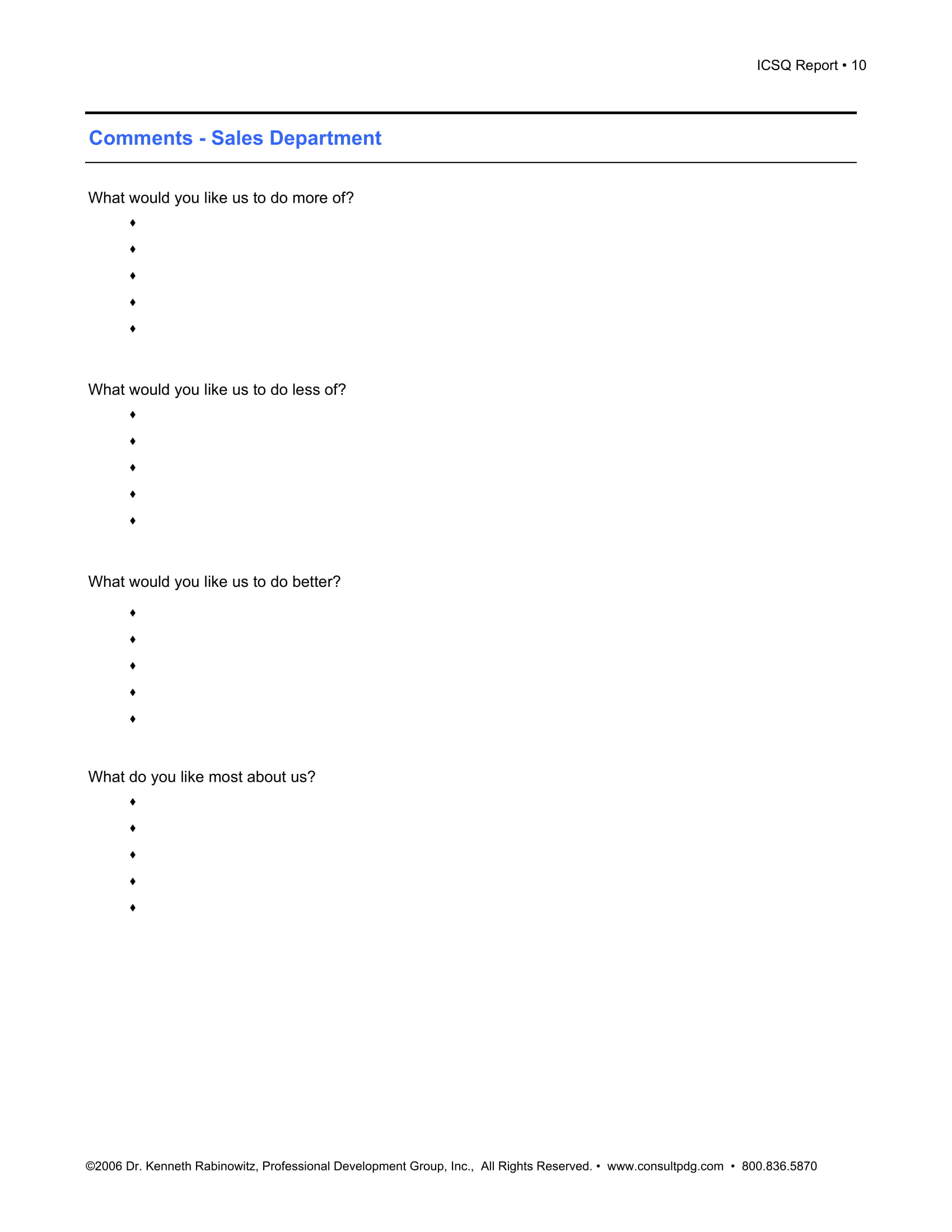 internal customer survey questionnaire example