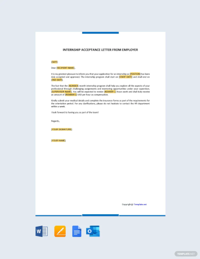 internship acceptance letter from employer template