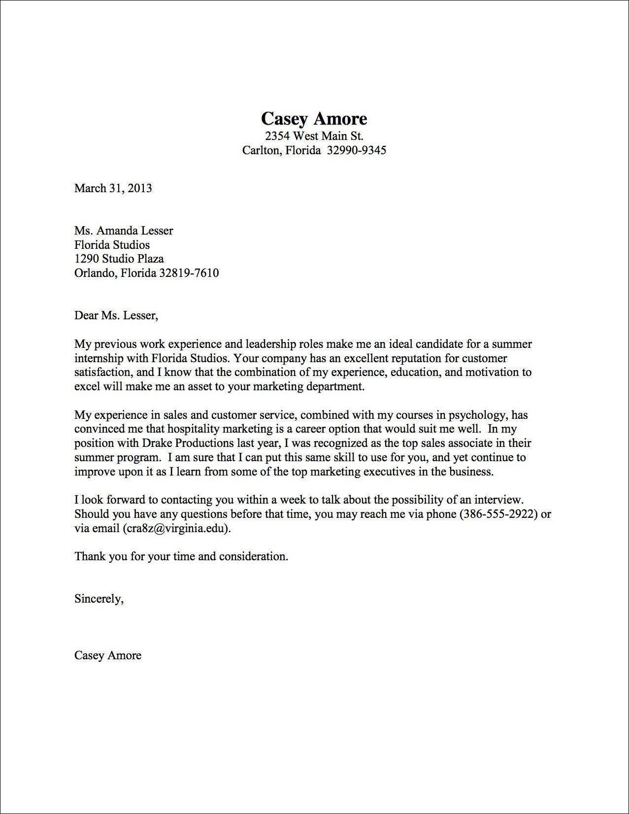 cover letter resume example