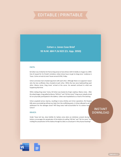 Law School Case Brief Template