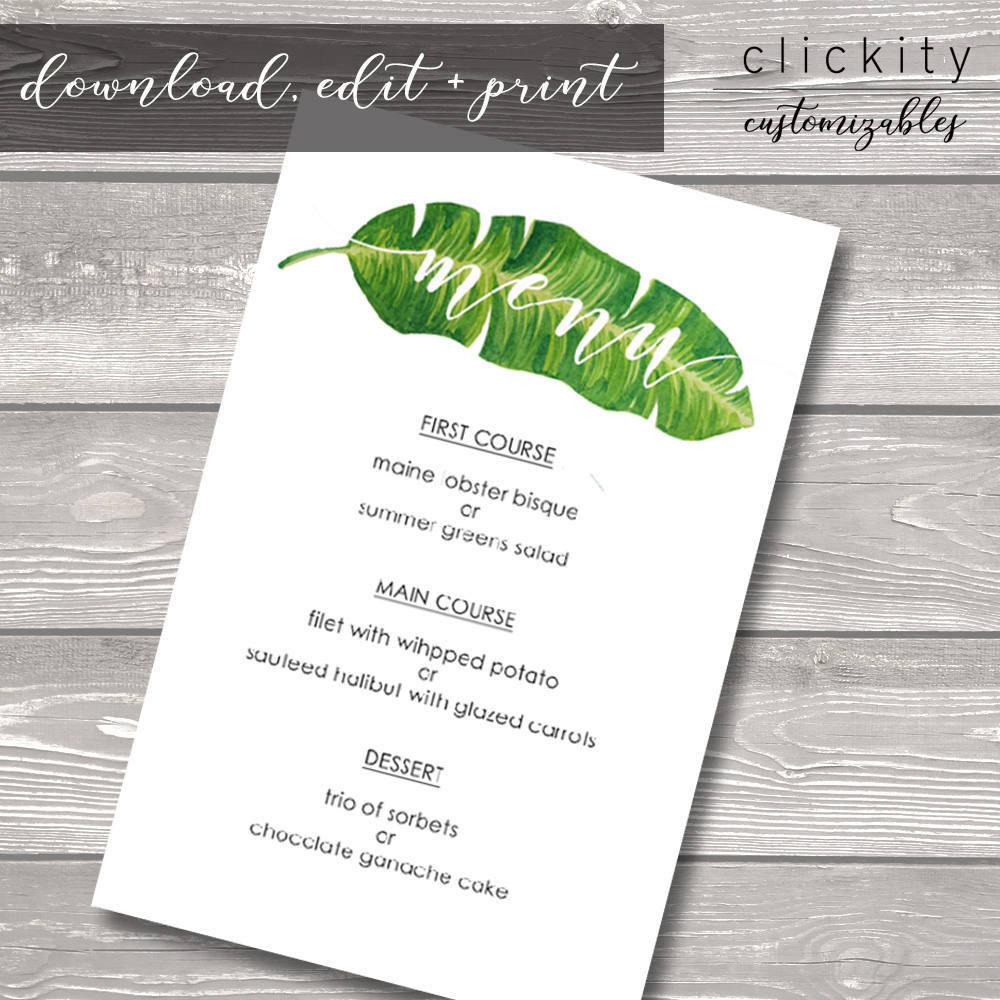 leaf party menu example