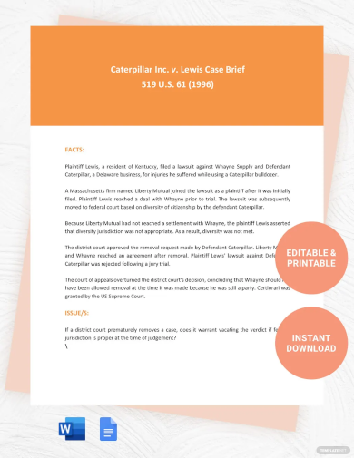 legal case brief outline template