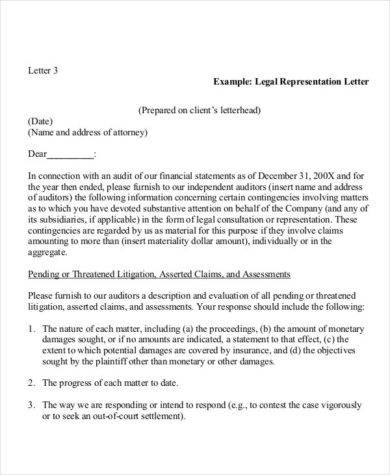 legal representative letter