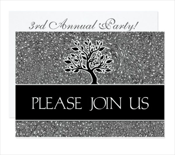 logo business party invitation black and white card