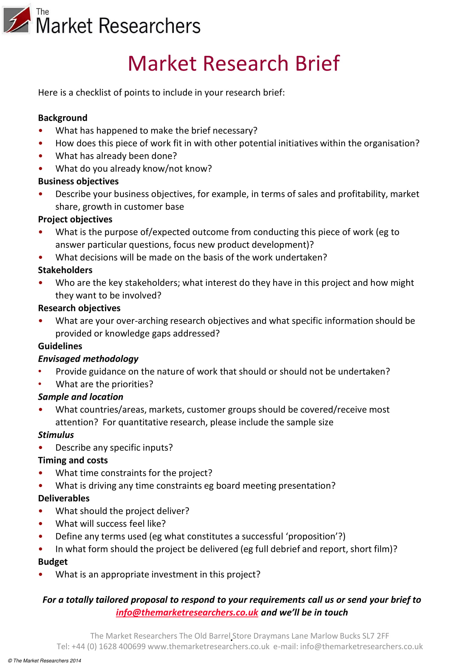 market research brief template