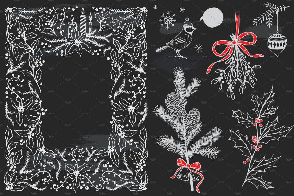 Merry Christmas Chalkboard Set