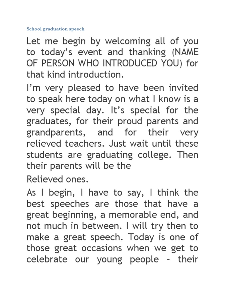 elementary graduation speech