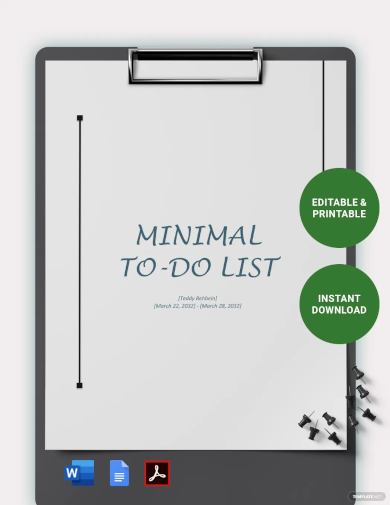 minimal to do list template