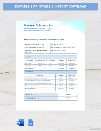 monthly payslip template