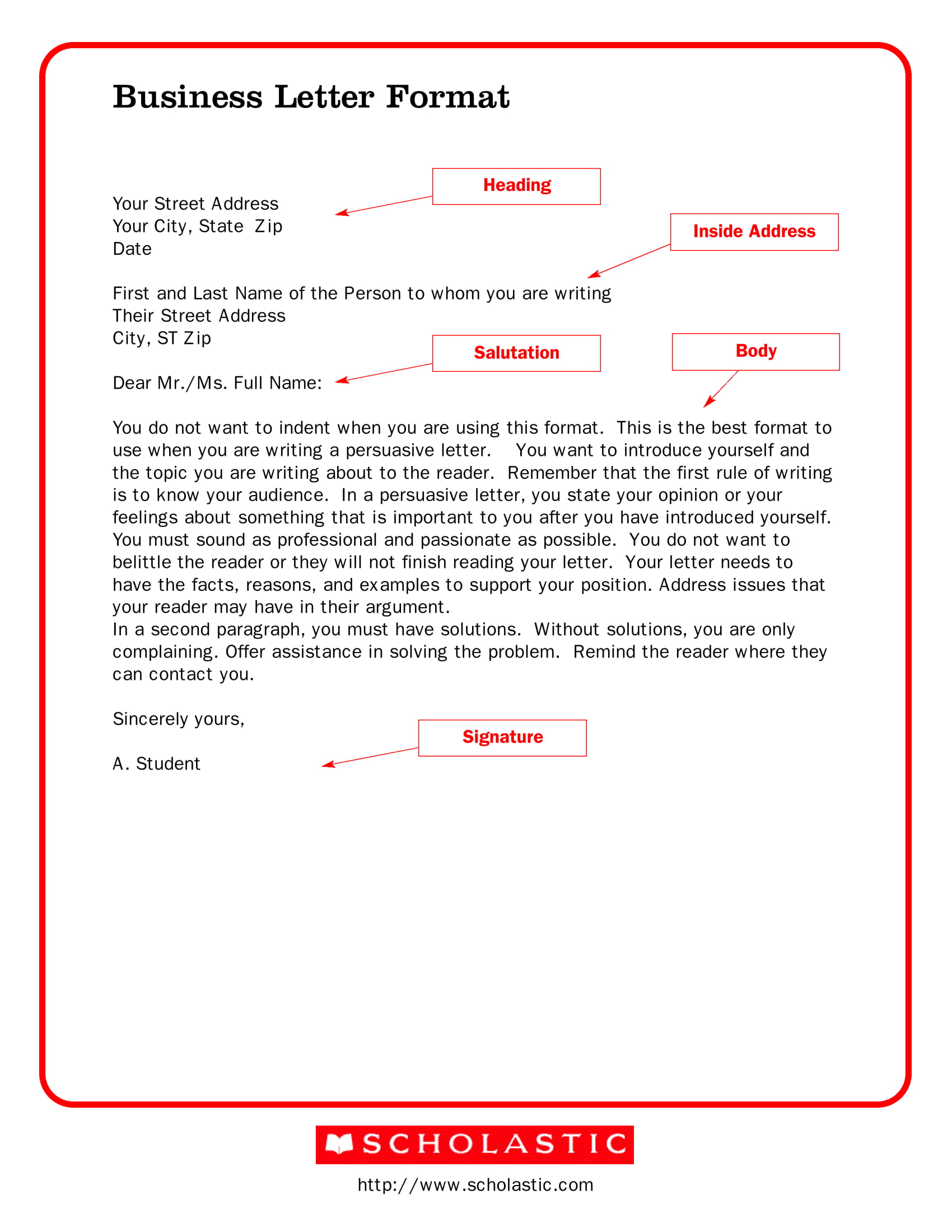 business letter format spacing examples