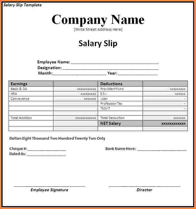 salary payment receipt format in excel