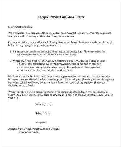 parent guardian letter sample