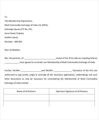 partner authorization letter sample