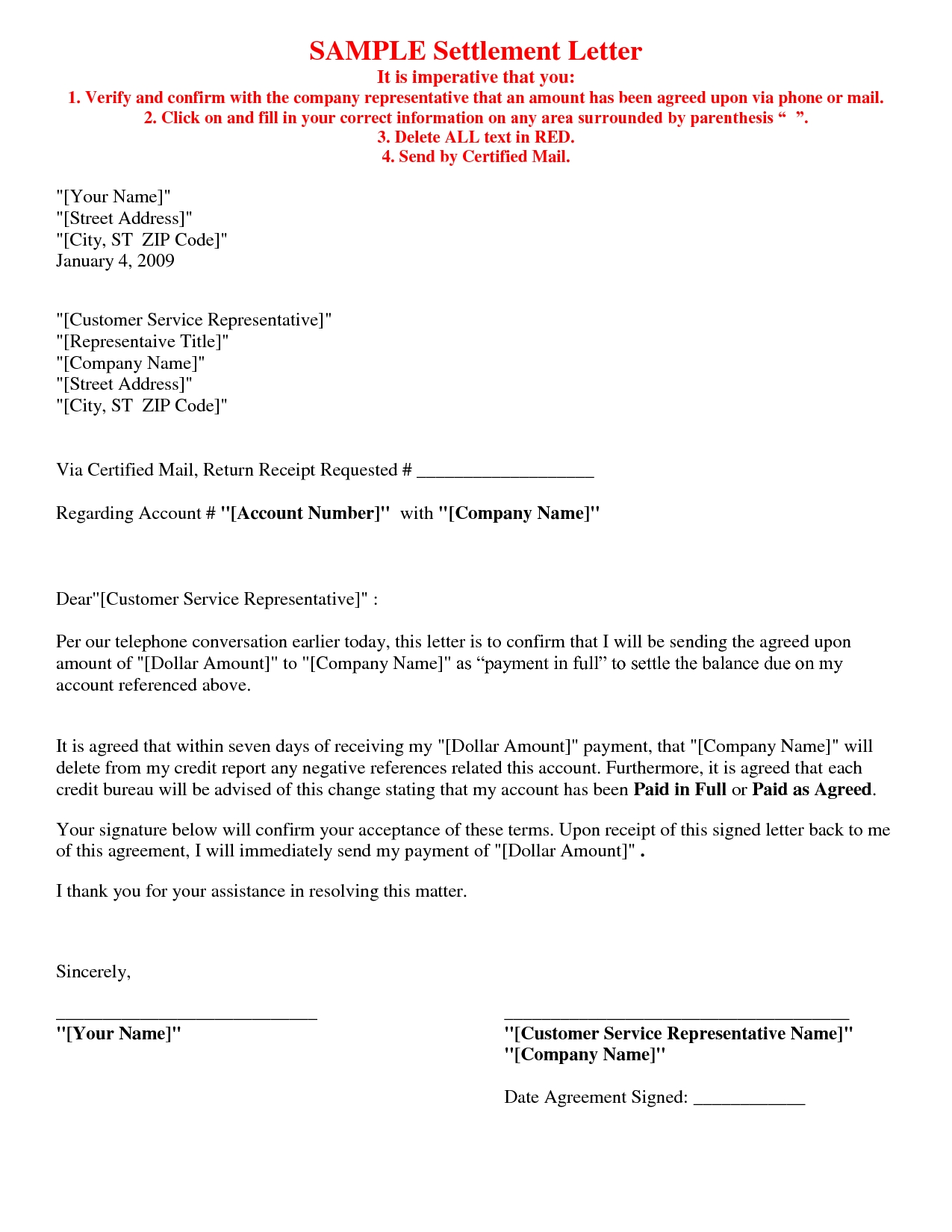 Letter Of Agreement Template