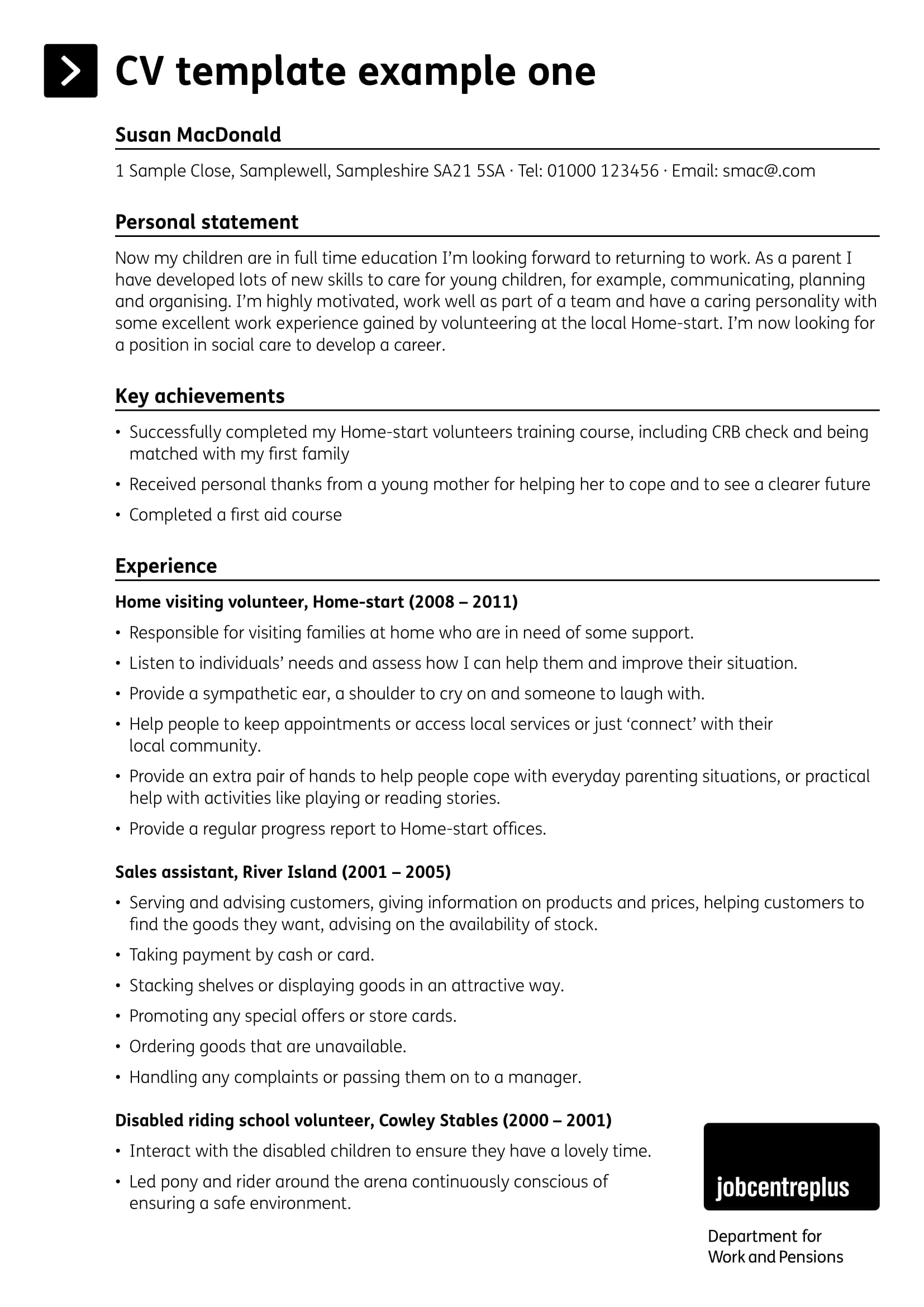 resume personal profile sample pdf