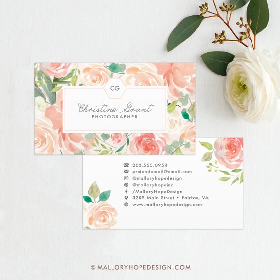 Photographer Floral Business Card Design Example