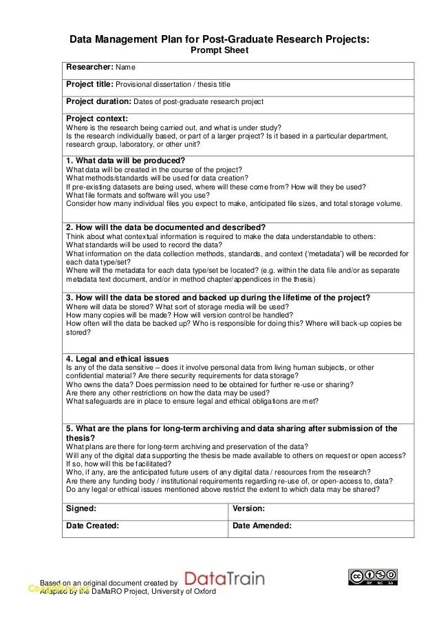 Data Management Plan 15 Examples Format Pdf