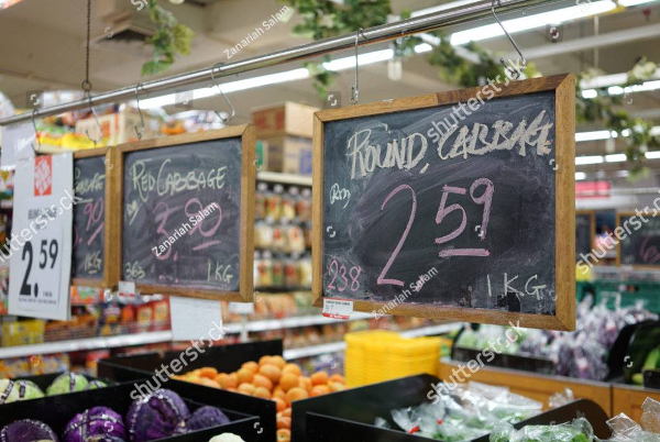 price signage for fruits at supermarket