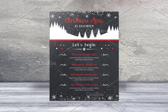 printable chalkboard christmas menu card example