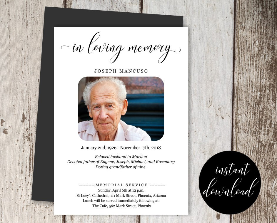 Printable Funeral Announcement Template