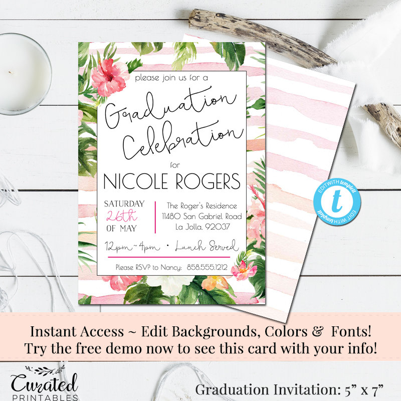 printable graduation invitation announcement example design