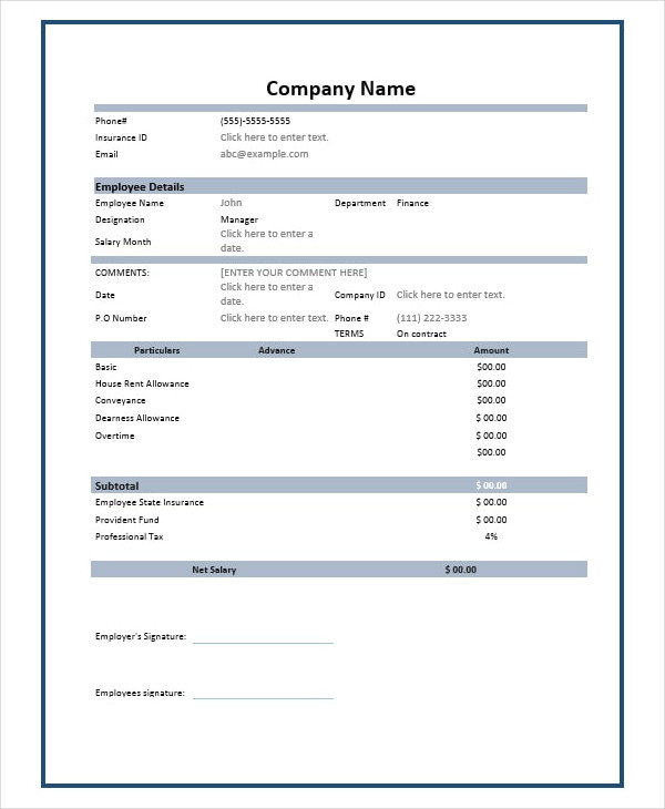 10 Salary Slip Examples Pdf Word Examples