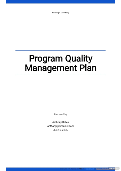 program quality management plan template