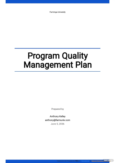 Quality Management Plan - Examples