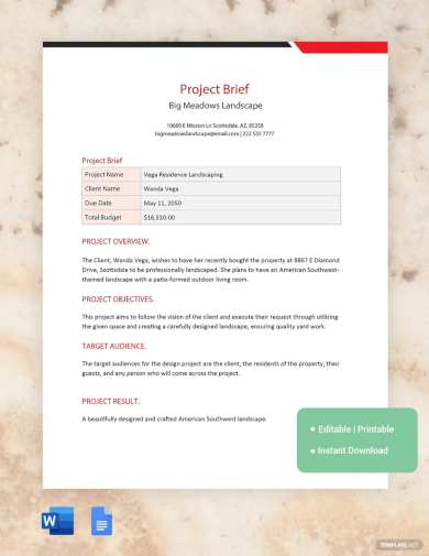 project brief template