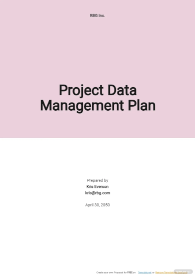 Project Data Management Plan Template