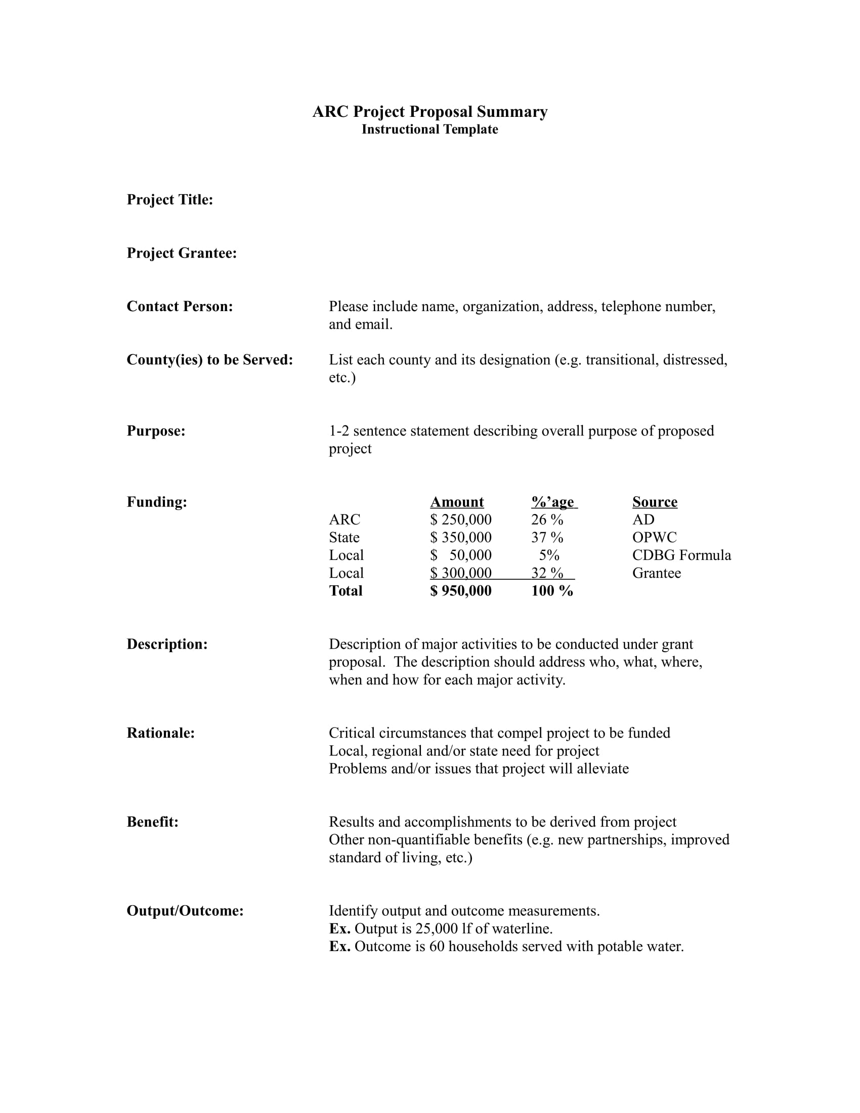 Project Summary Format Example