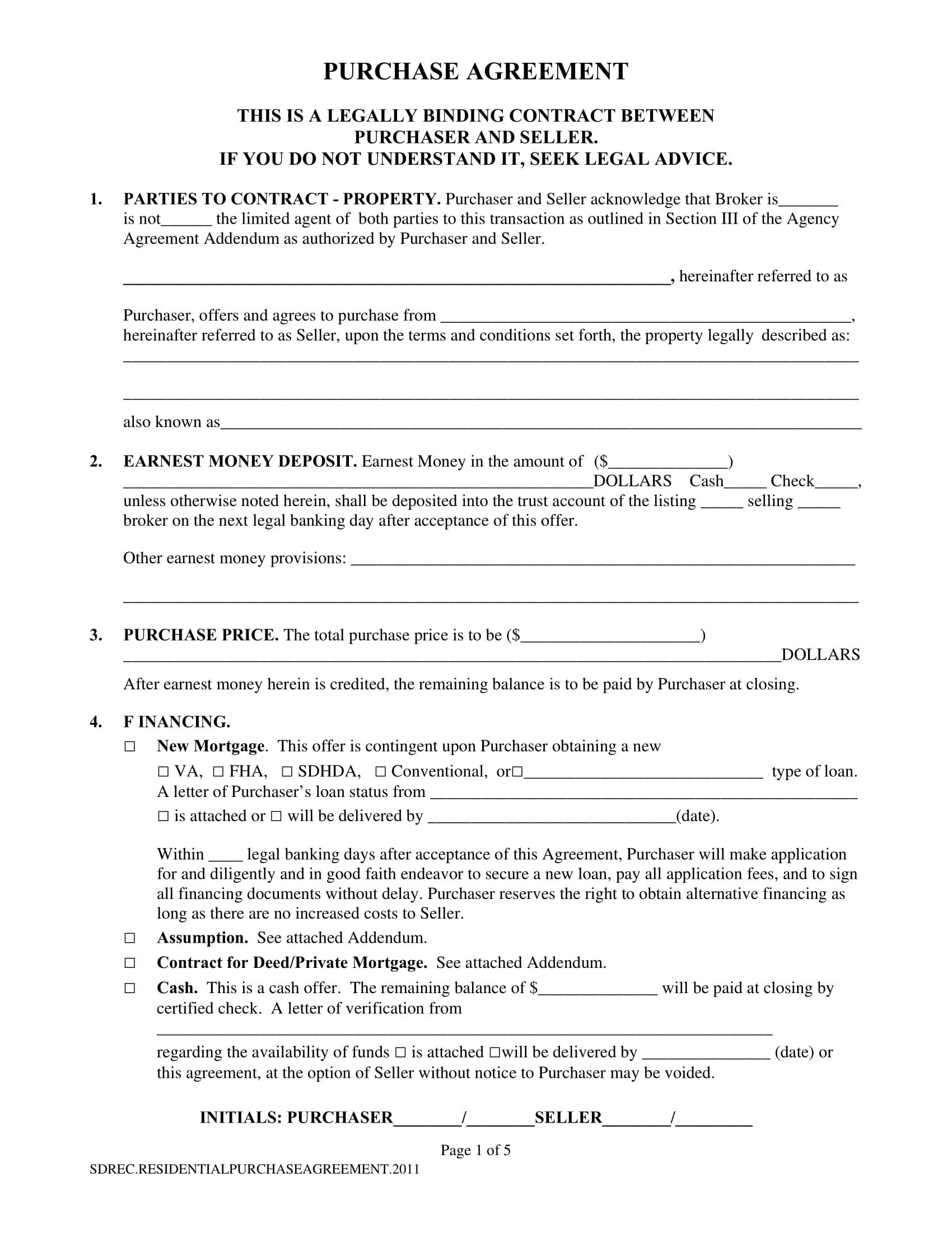 Example Of A Business Purchase Agreement