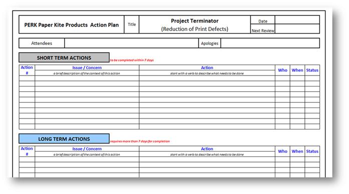 Quality Action Plan Example