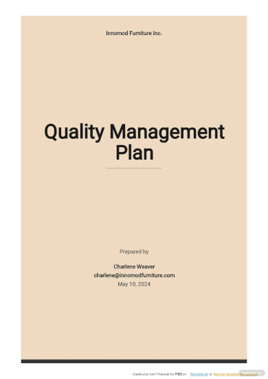 quality management plan template for manufacturing