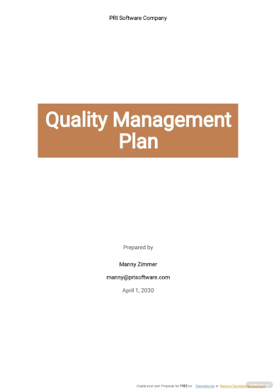 quality management plan template