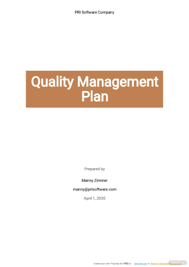 Quality Management Plan Template