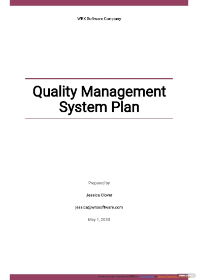 quality management system plan template